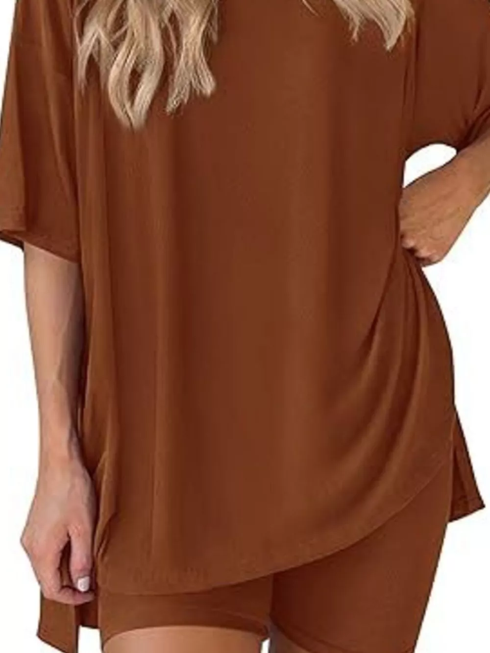Full Size Half Sleeve T-Shirt and Shorts Set Plus Size, image 27