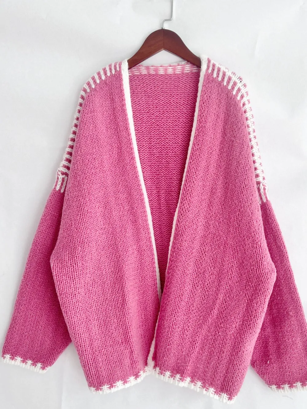 Contrast Open Front Dropped Shoulder Cardigan, image 11