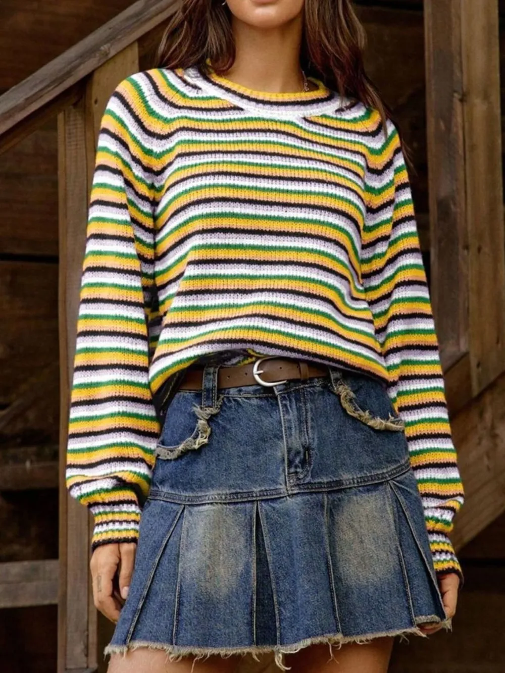 Rainbow Striped Pullover Sweater, image 9