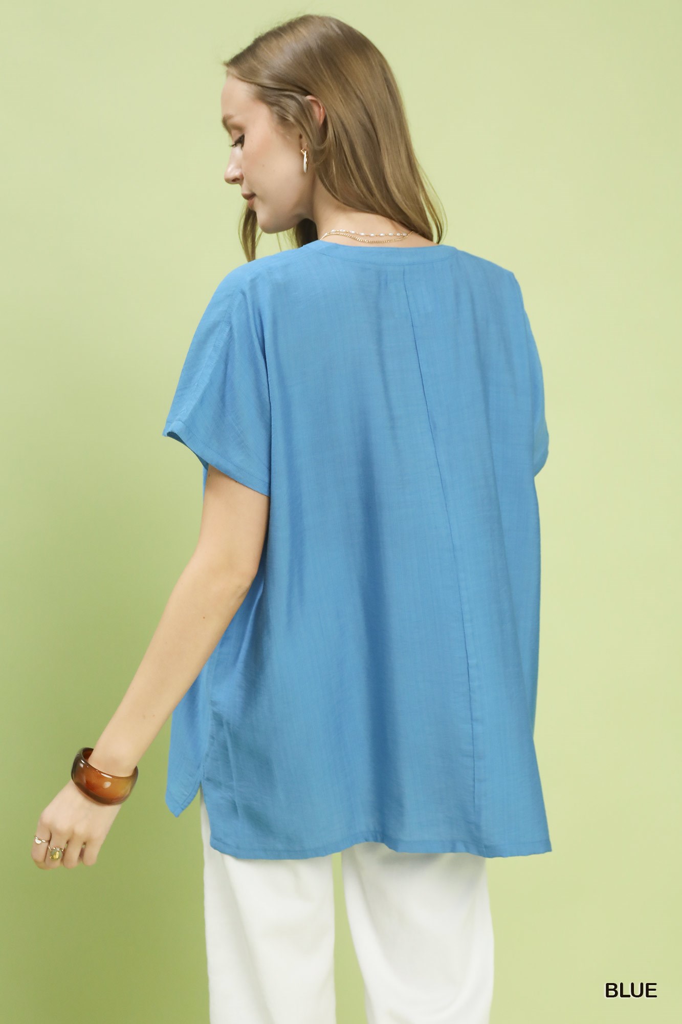 Flowy V-Neck Short Sleeve Blouse, image 5