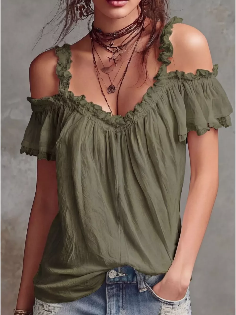 Frill Cold Shoulder Blouse, image 7