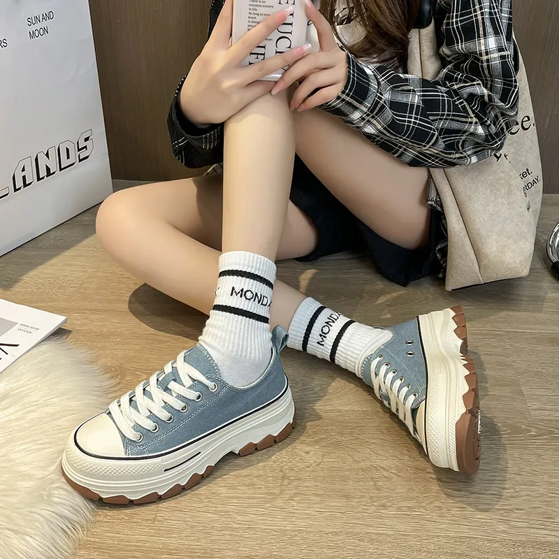 Round Toe Platform Canvas Sneakers, image 5