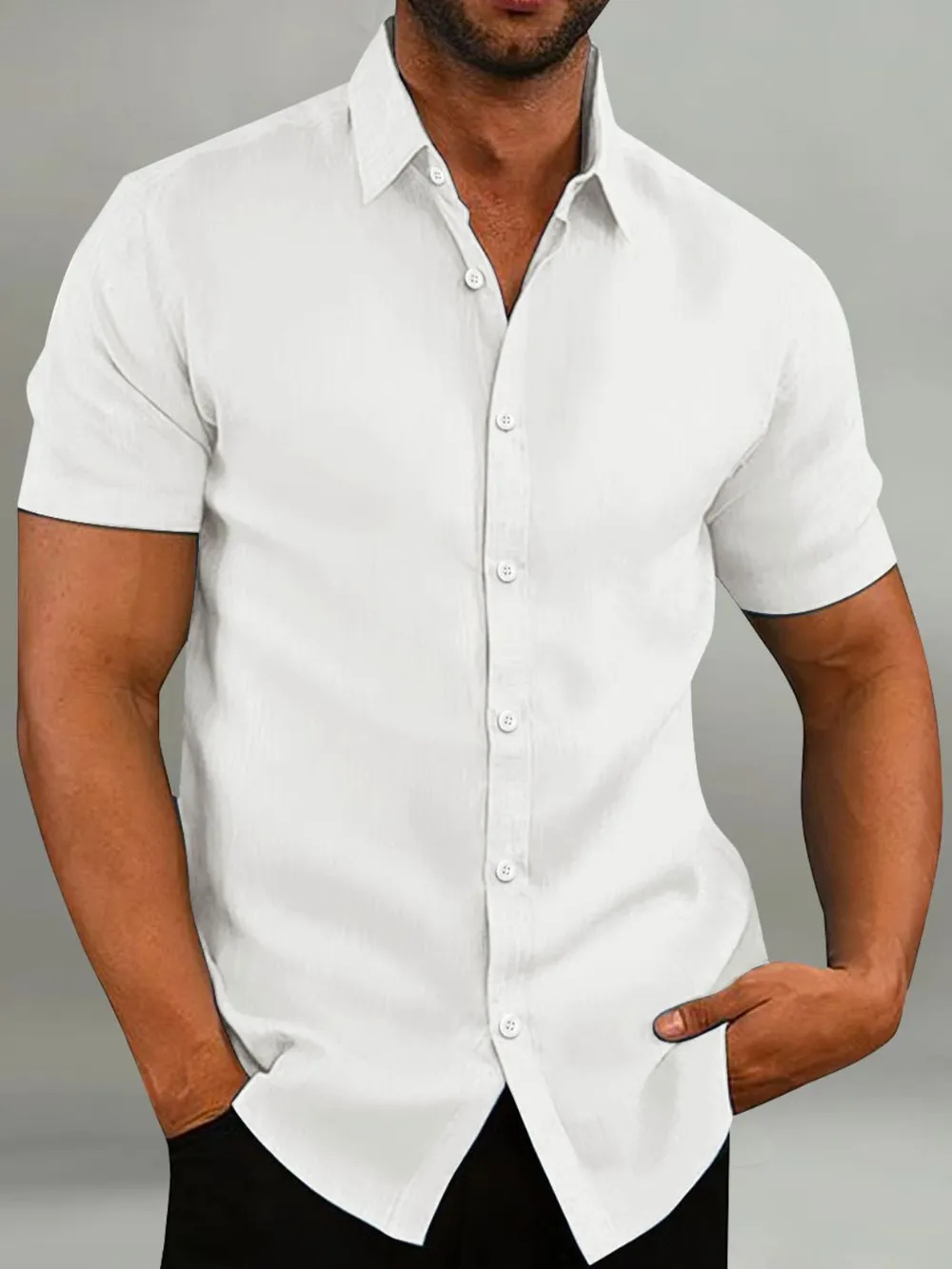 Men's Full Size Button Up Short Sleeve Shirt Plus Size, image 2