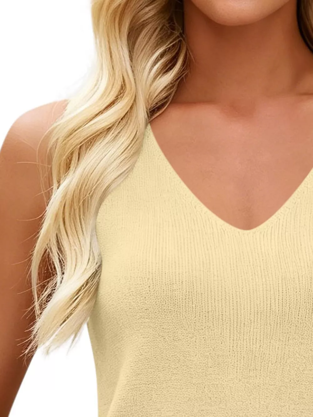 V-Neck Ribbed Knit Tank Top, image 5