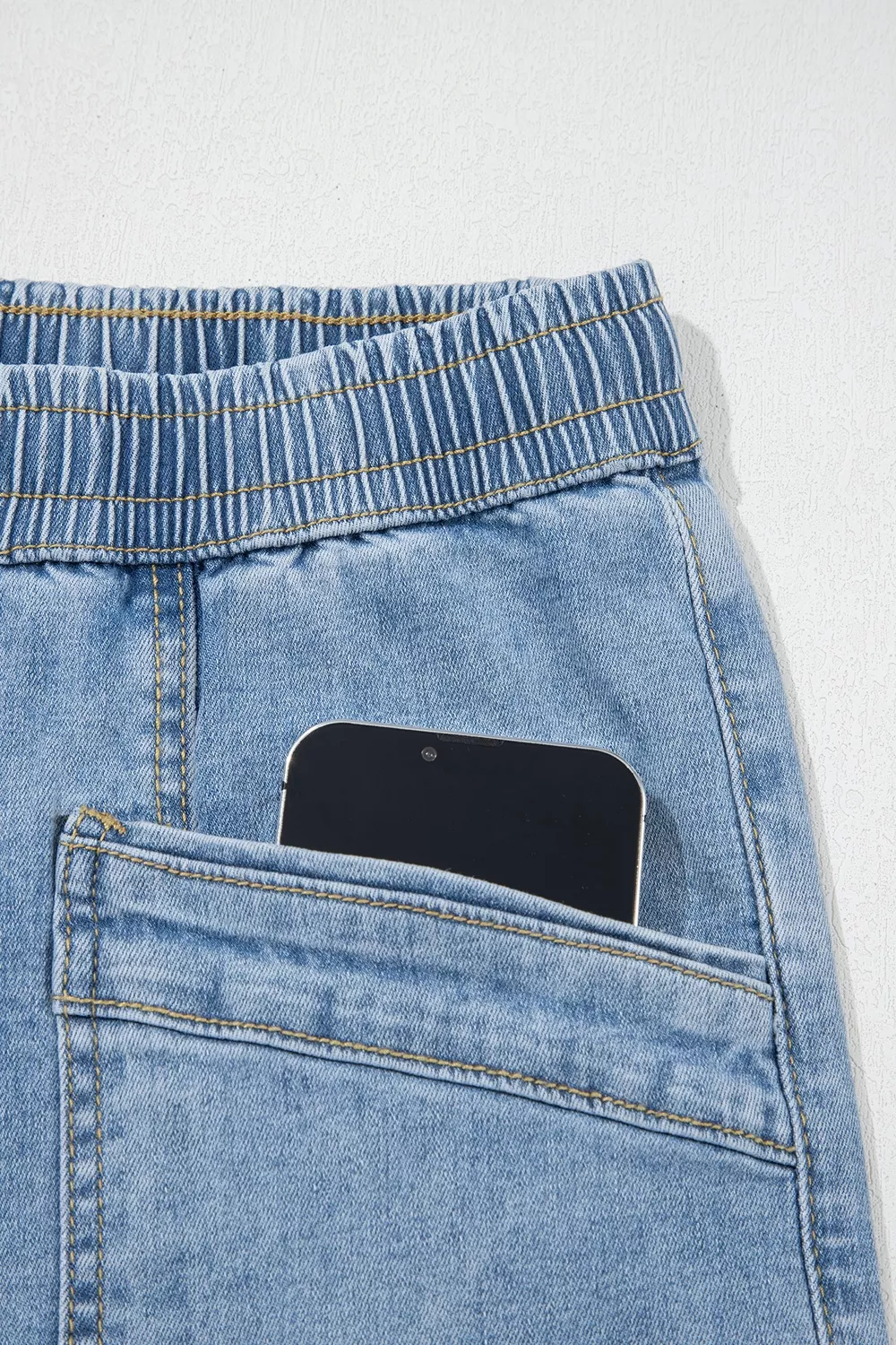 Drawstring Waist Wide Leg Ankle Length Jeans, image 12
