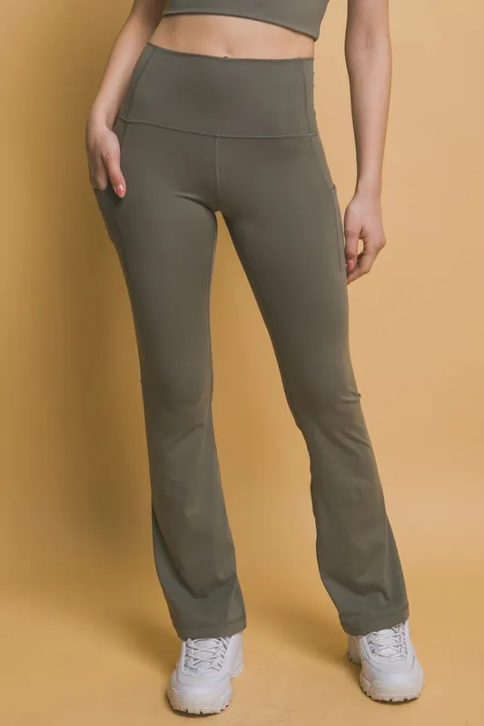High Waist Flare Active Leggings with Side Pockets
