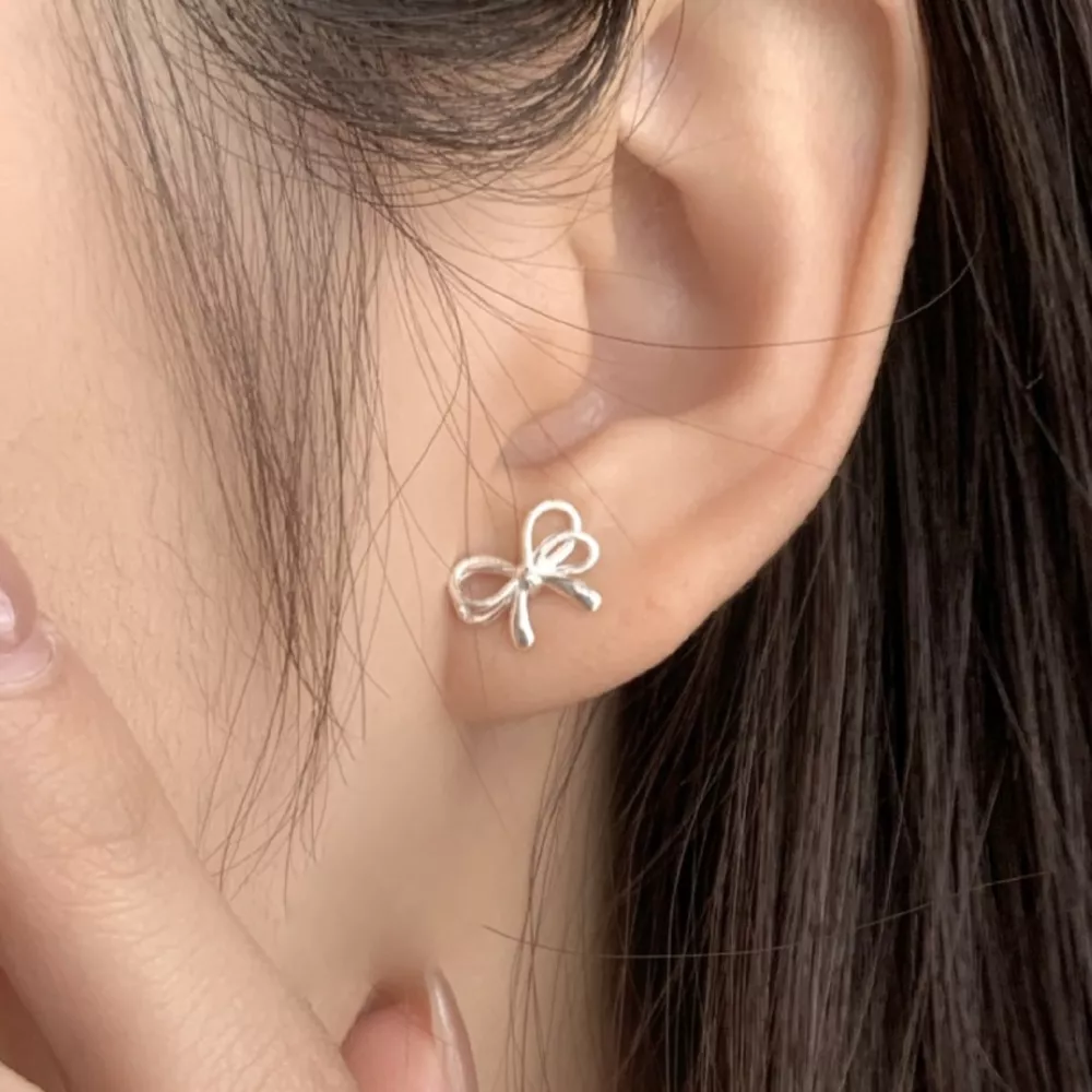 925 Sterling Silver Bow Earrings, image 5