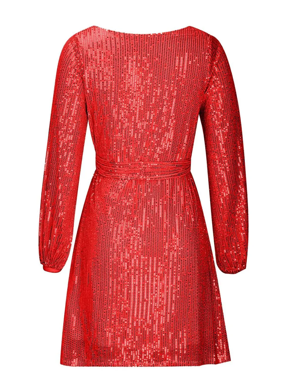 Sequin Tie Waist Long Sleeve Mini Dress, image 8