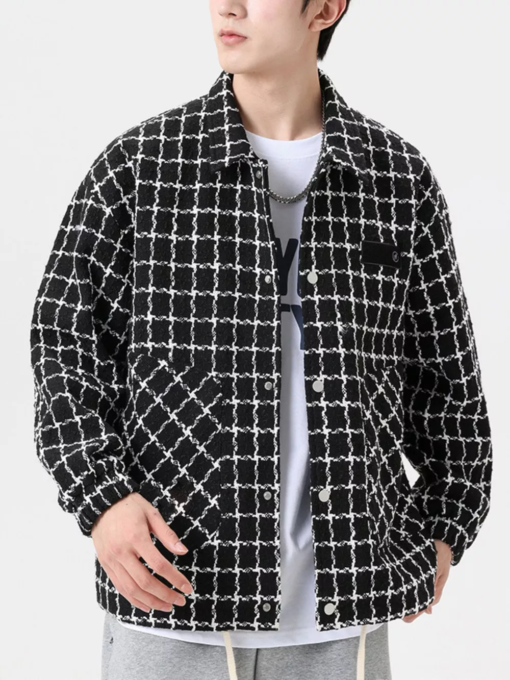 Men's Full Size Plaid Button Up Casual Jacket Plus Size, image 6