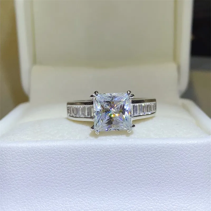 3 Carat Moissanite 925 Sterling Silver Square Shape Ring, image 2