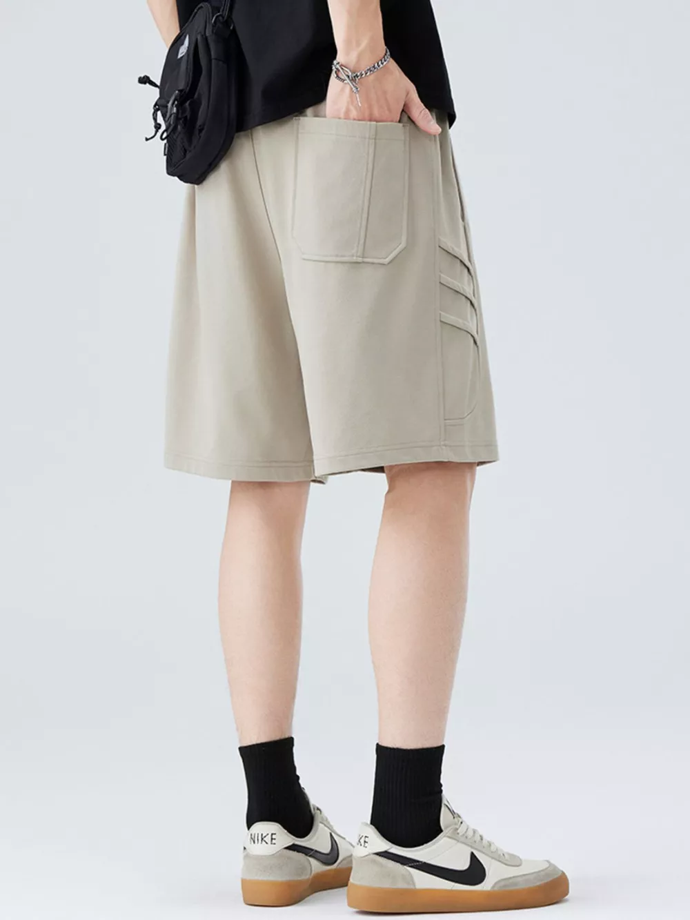 Men's Plus Size Casual Cargo Shorts with Drawstring, image 5