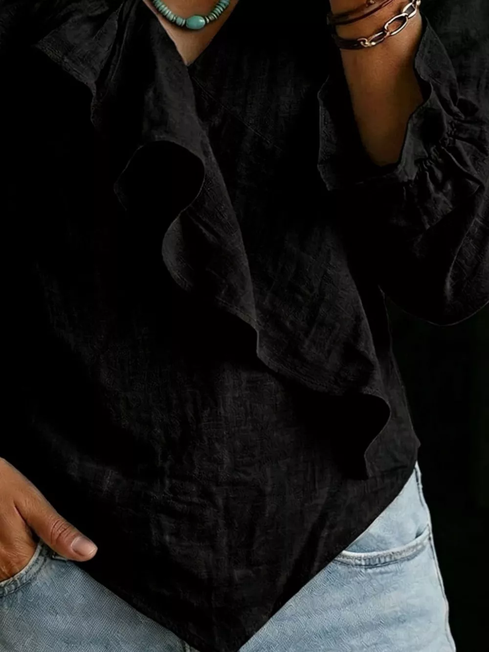 Full Size Ruffled Long Sleeve Blouse Plus Size, image 6