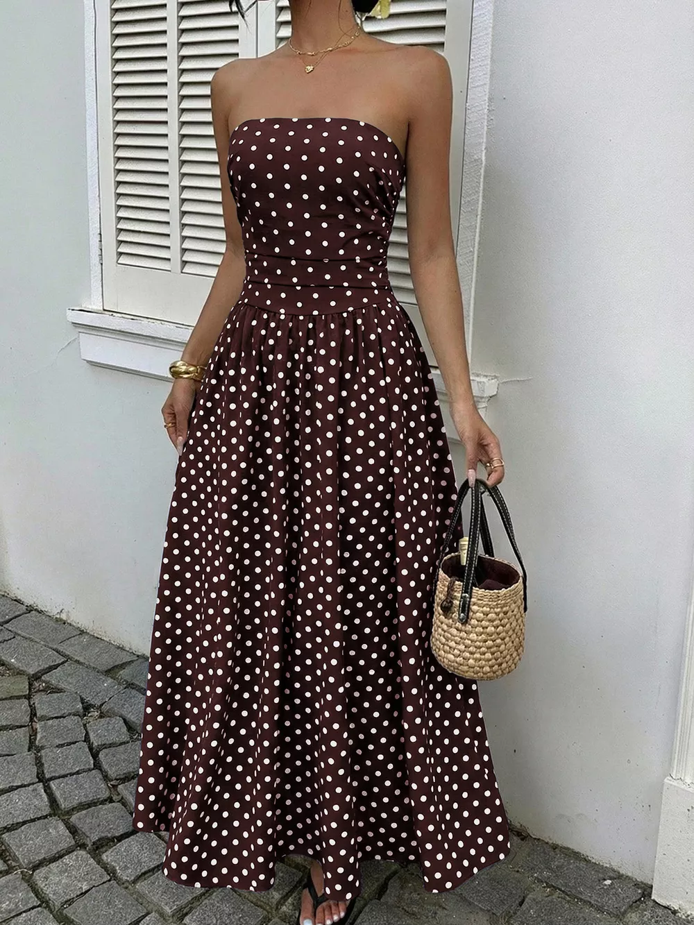 Polka Dot Tube A-Line Dress