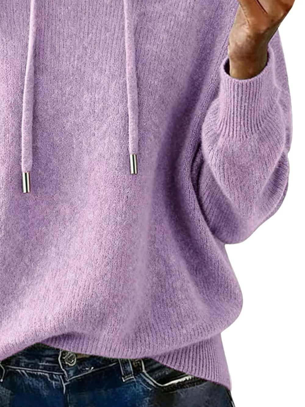 Drawstring Long Sleeve Hooded Sweater, image 21