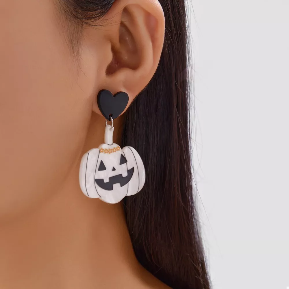 Halloween Pumpkin Heart Drop Earrings, image 2