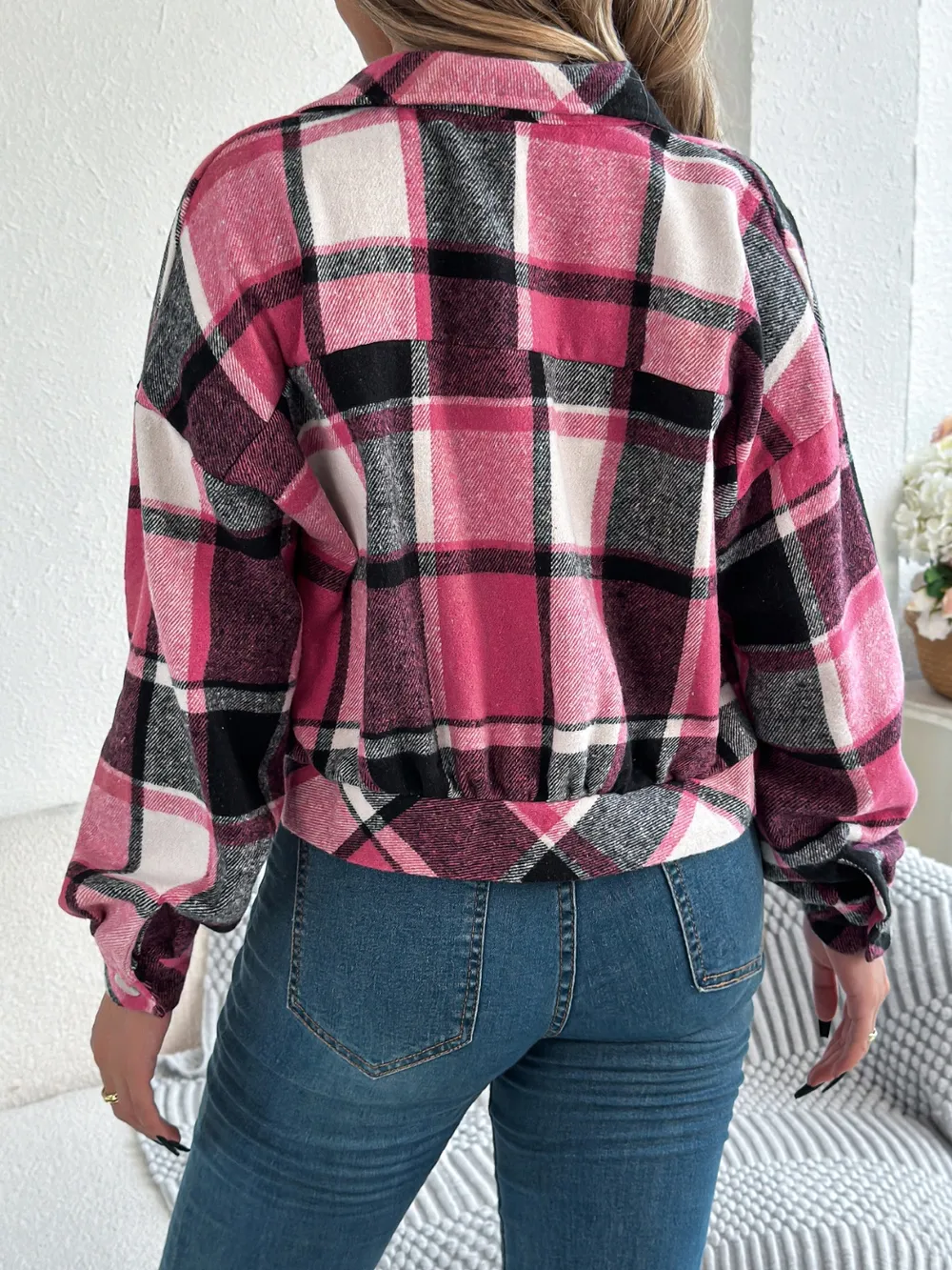 Plaid Button Up Long Sleeve Jacket, image 26