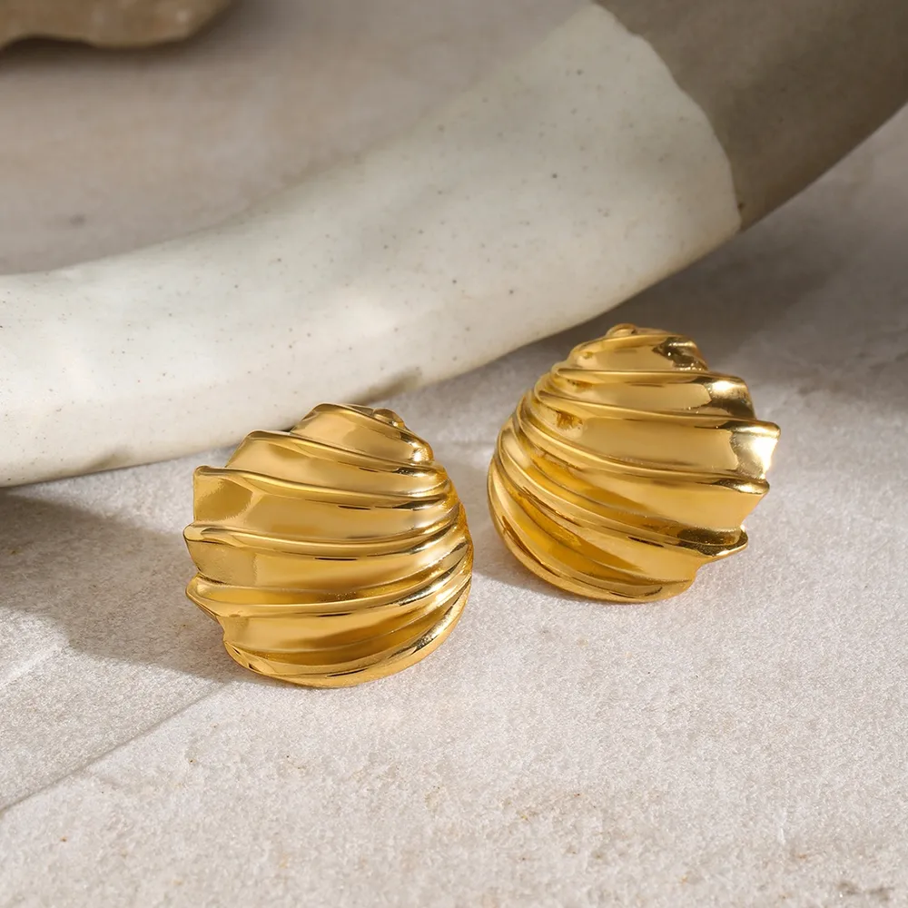Stainless Steel Shell Shape Stud Earrings, image 5