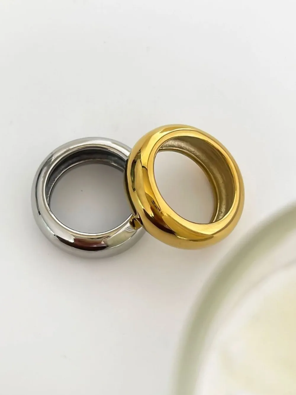 2-Piece 18K Gold-Plated Stainless Dome Band Rings, image 6