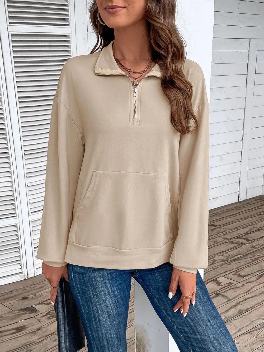 Half Zip Sweatshirt with Pocket, image 3