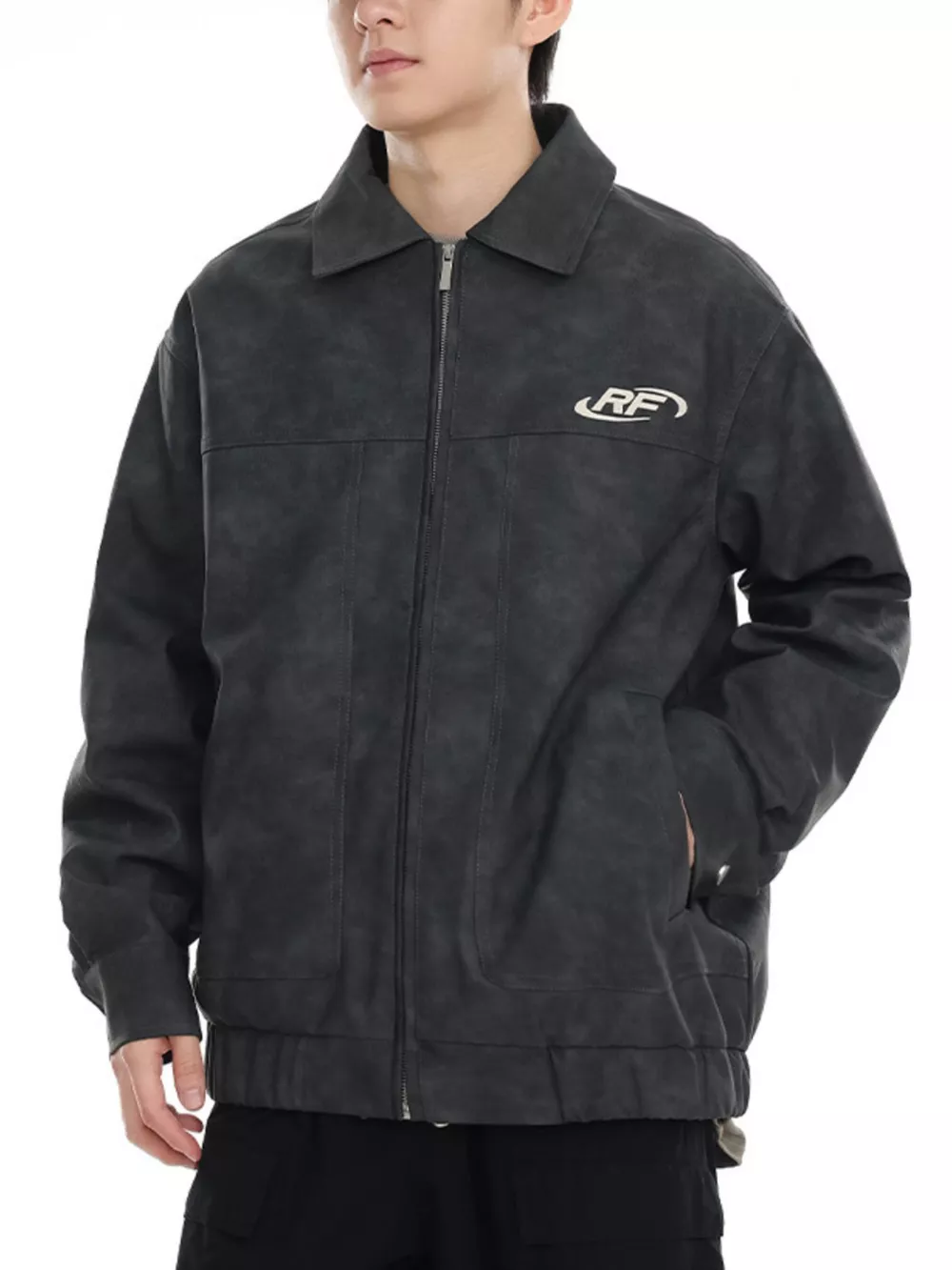 Men's Plus Size Wash Zip-Up Jacket, image 2