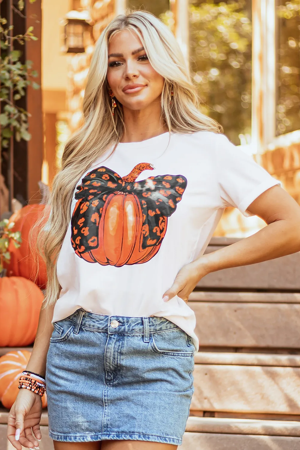 Pumpkin Round Neck Short Sleeve T-Shirt, image 2