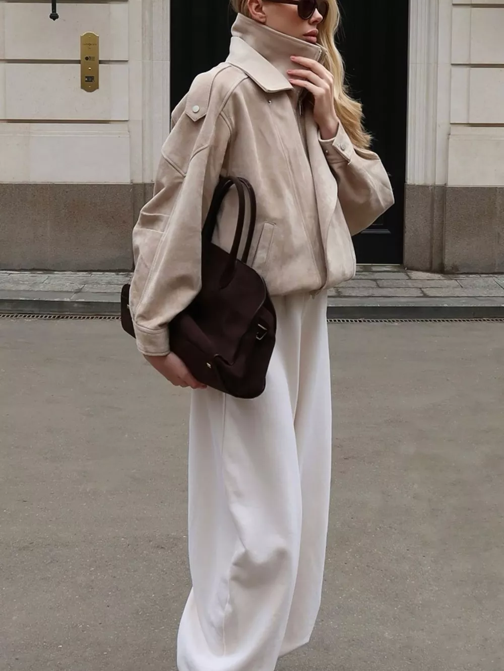 Zip Up Dropped Shoulder Moto Jacket, image 13