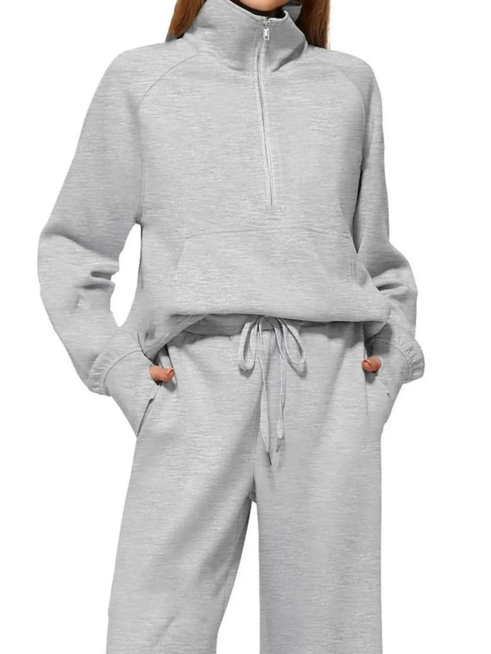 Half Zip Long Sleeve Top and Pants Set, image 15