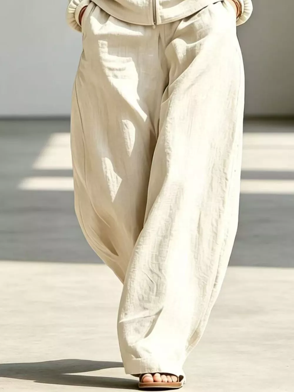 Full Size Zip-Up Jacket and Wide-Leg Pants Set Plus Size, image 12