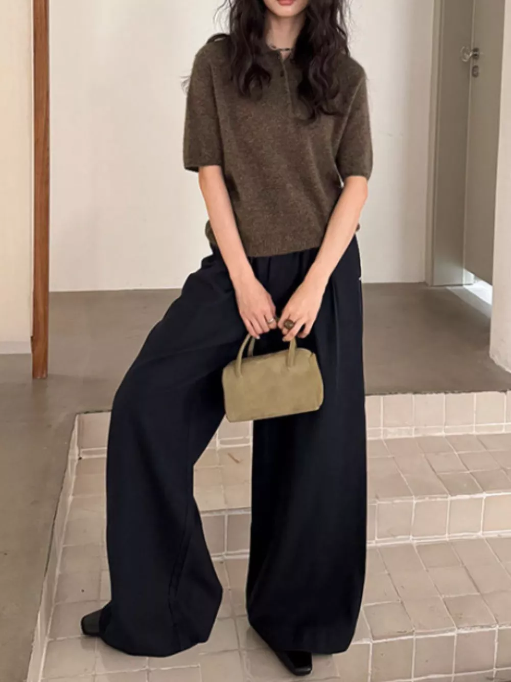 Wool Short-Sleeve knitted Polo Shirt, image 18