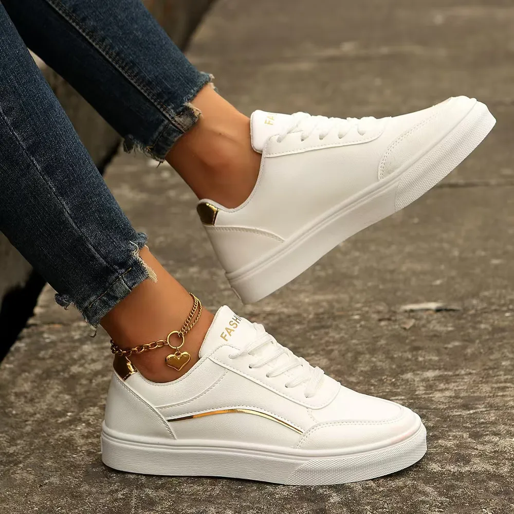 PU Leather Round Toe Flat Sneakers, image 11