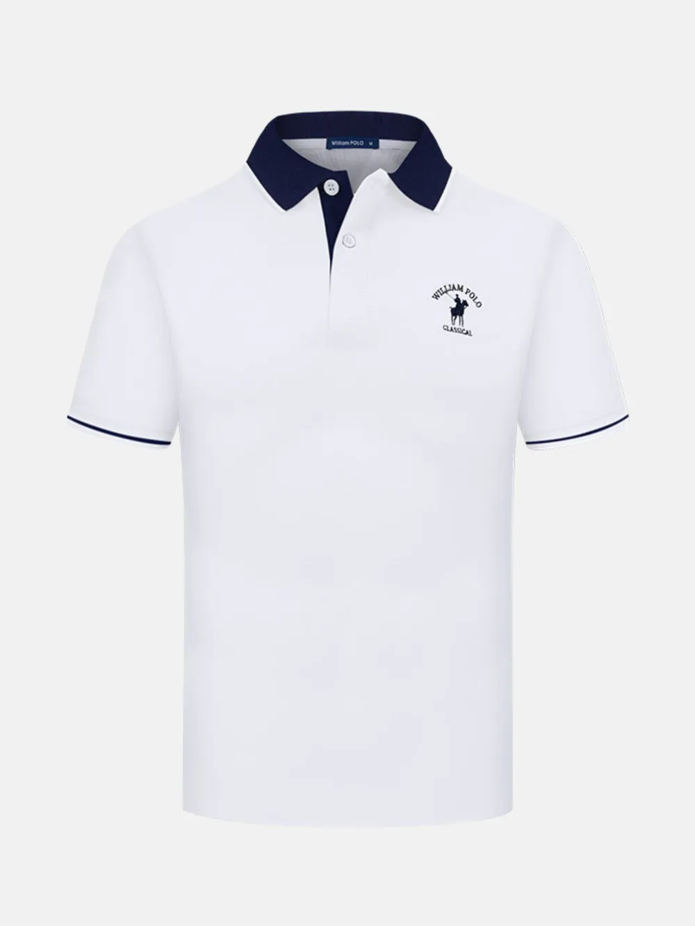Men's Plus Size Contrast Collar Short Sleeve Embroidered Polo, image 6