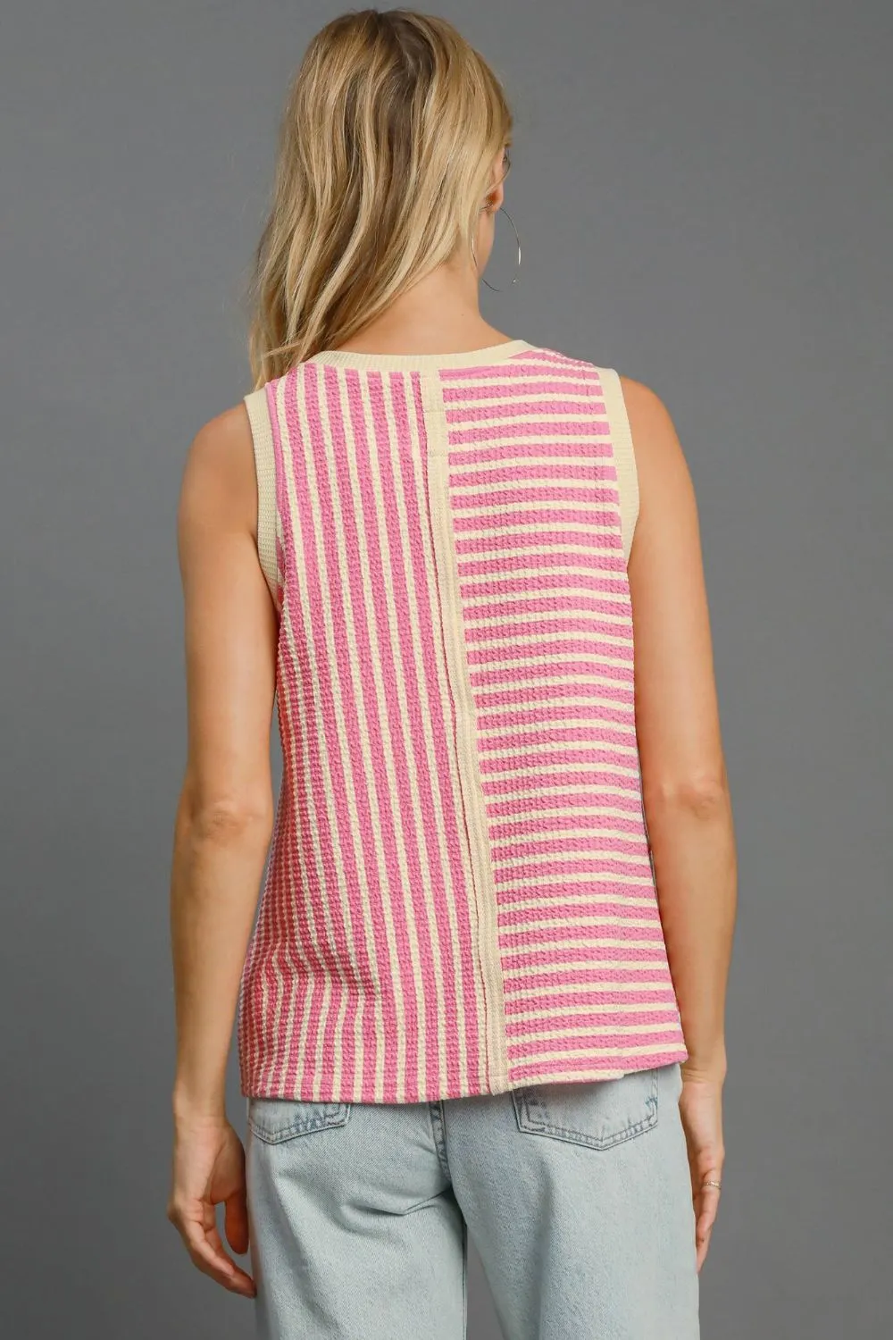 Round Neck Texture Striped Tank, image 6