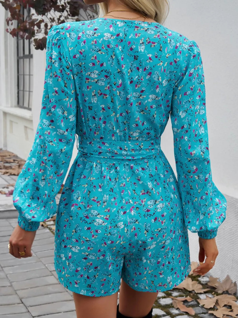 Tied Surplice Long Sleeve Romper, image 3