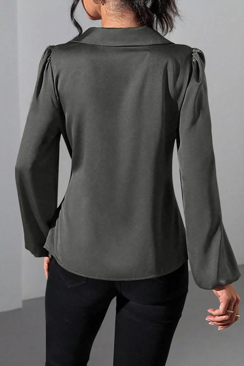Satin Tied Detail Long Sleeve Blouse, image 7