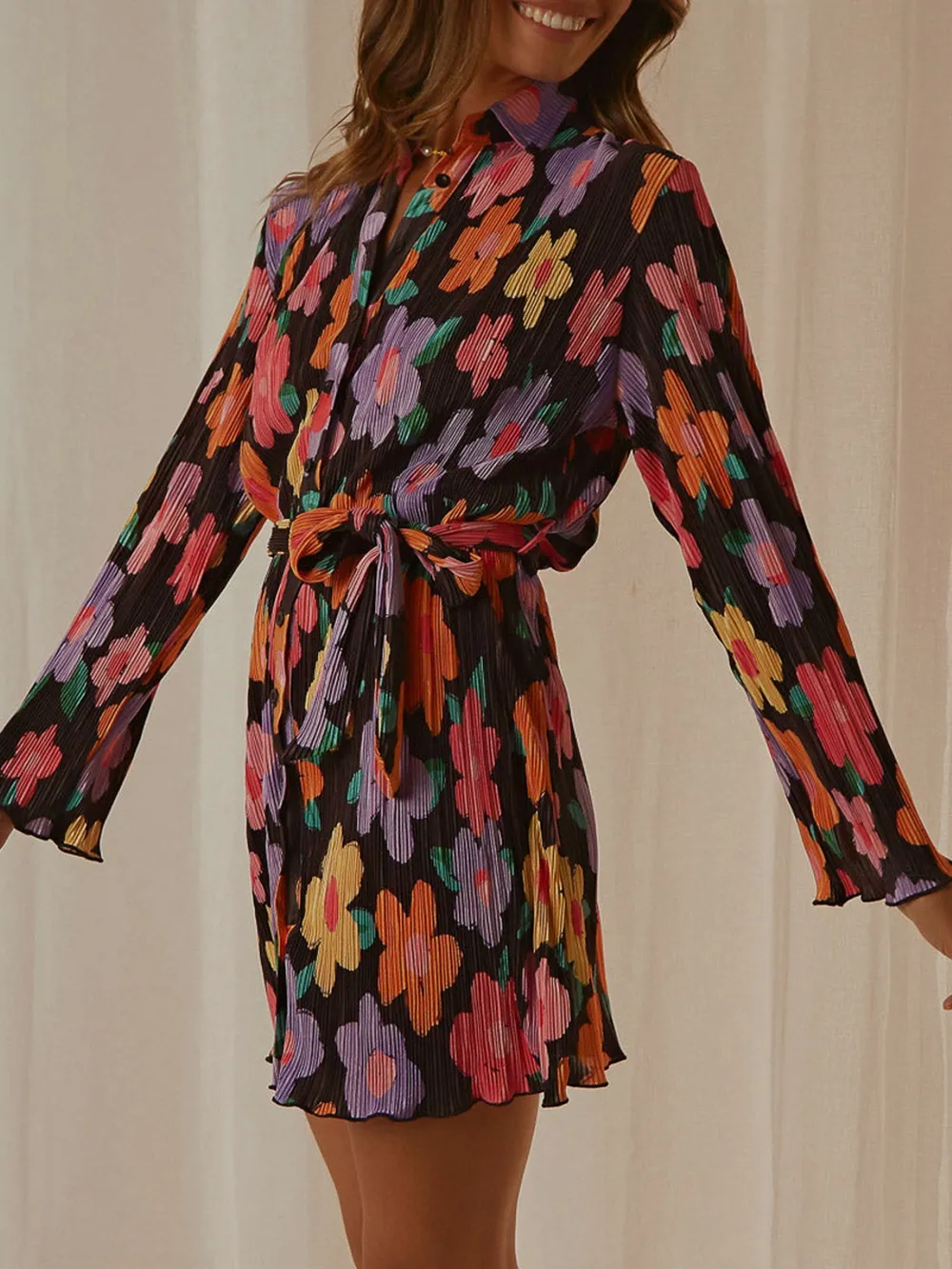 Printed Long Sleeve Mini Dress, image 20