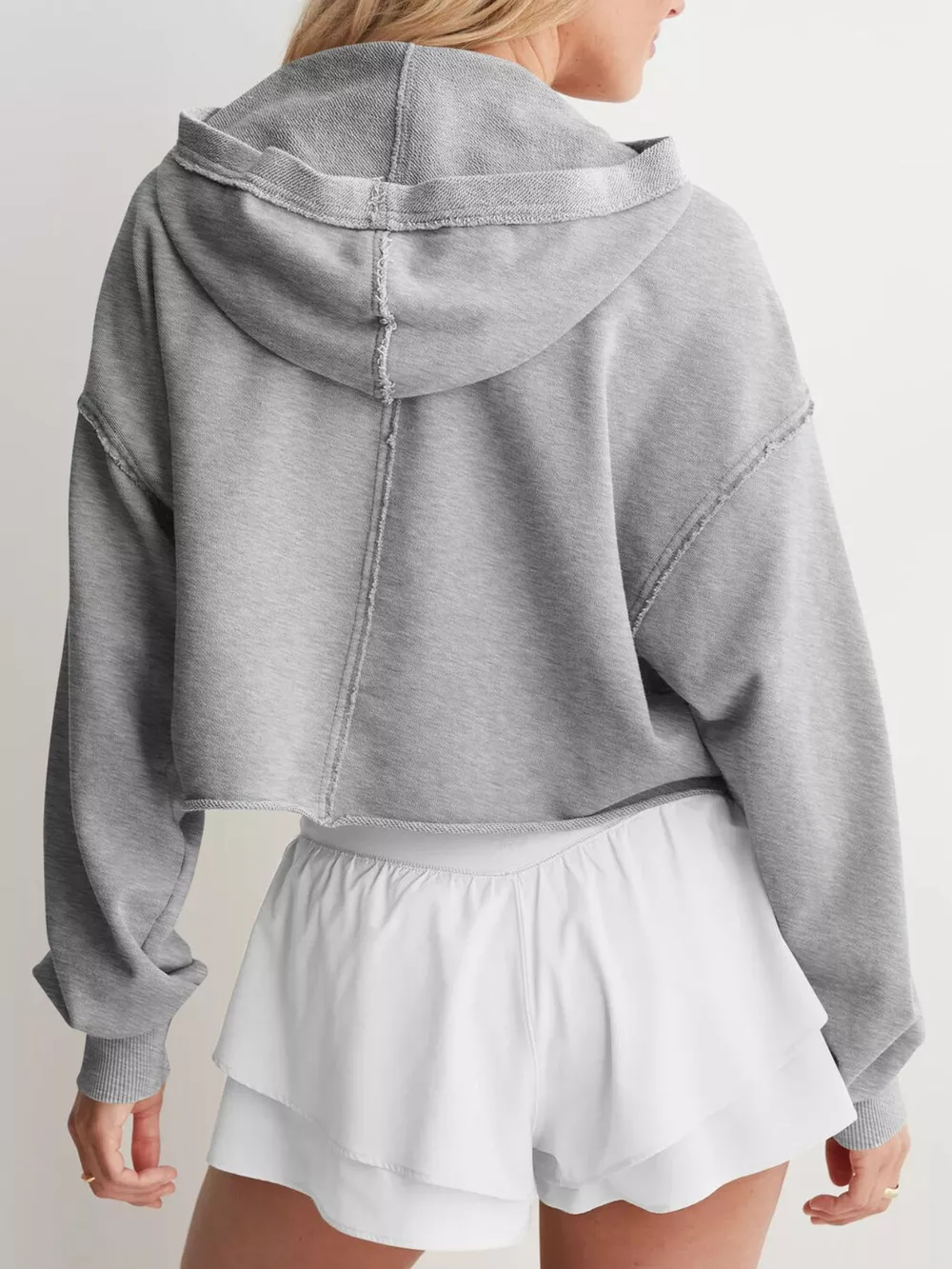 Exposed Seam Dropped Shoulder Hoodie, image 4