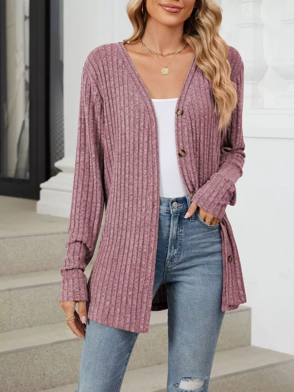 Ribbed Button-Up Cardigan, image 27