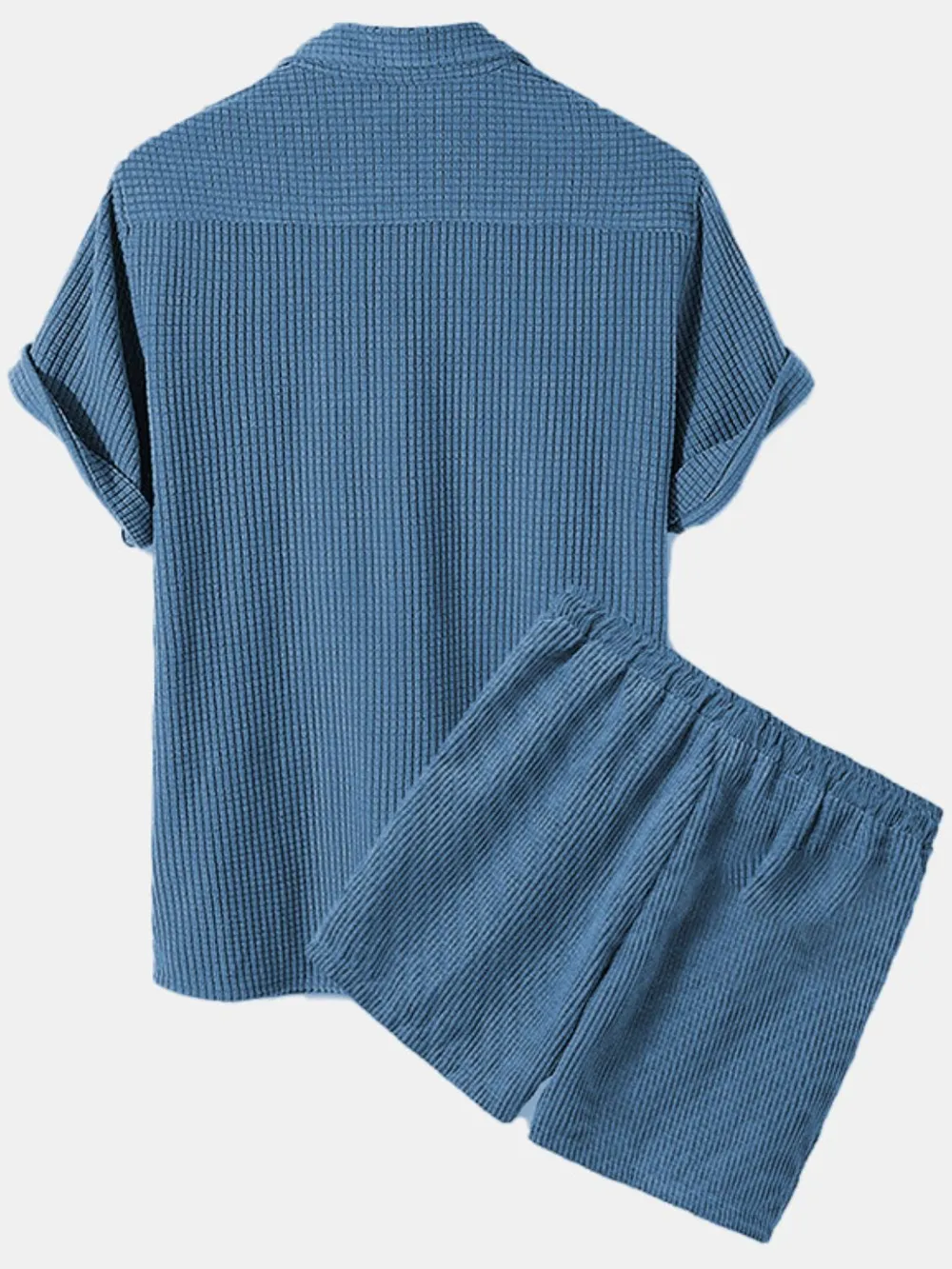 Men's Full Size Button Detail Short Sleeve Top and Shorts Set Plus Size, image 4