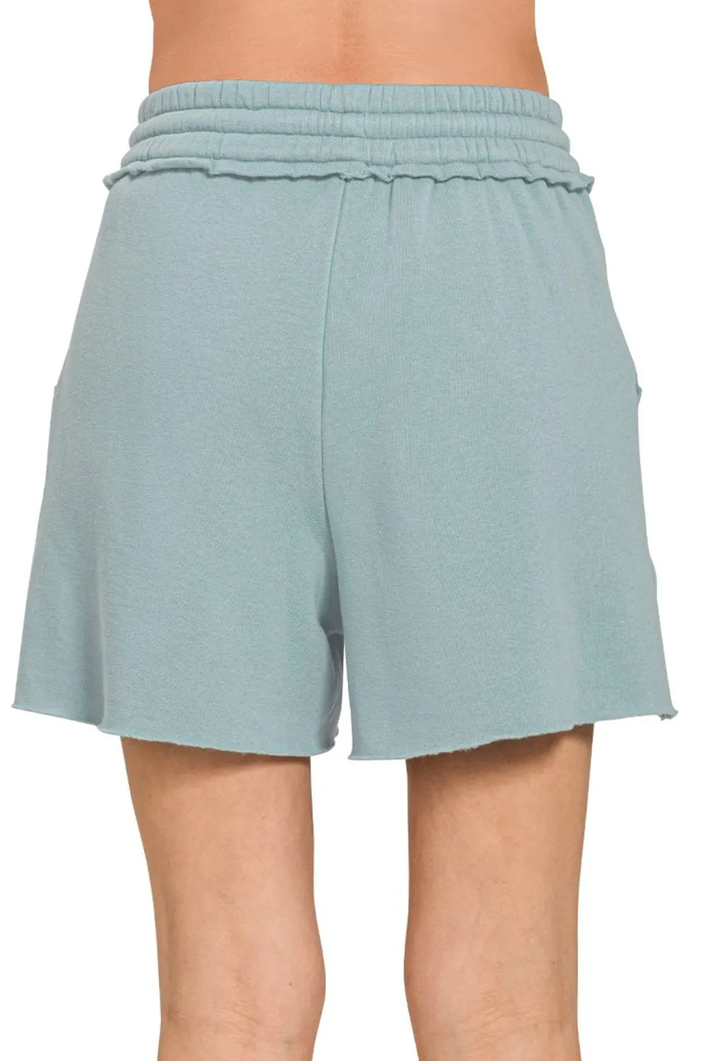 Fleece Raw Hem Shorts With Draw String, image 3