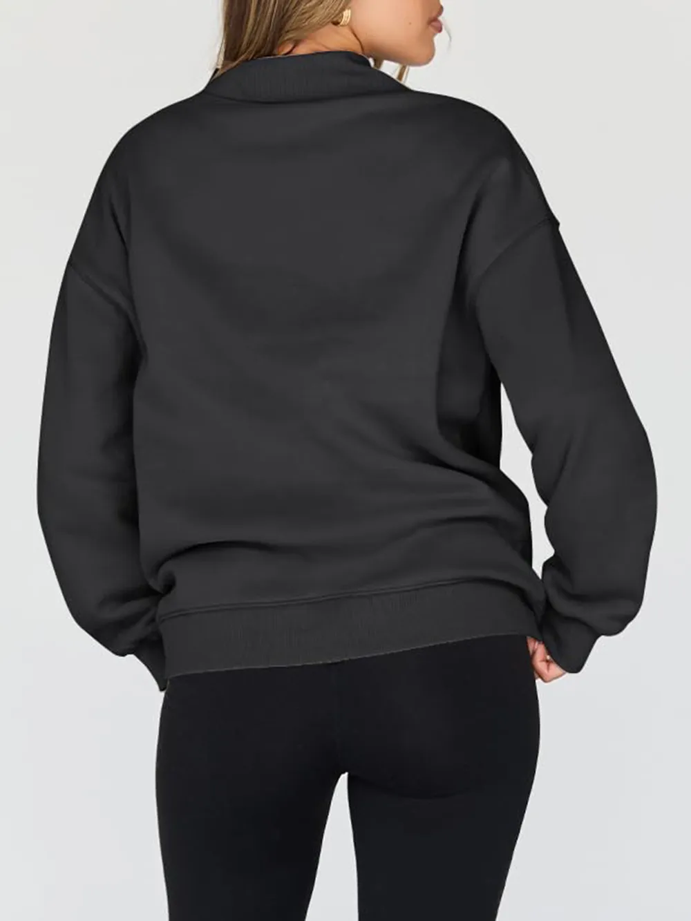 Mock Neck Drop Shoulder Long Sleeve Sweatshirt, image 21