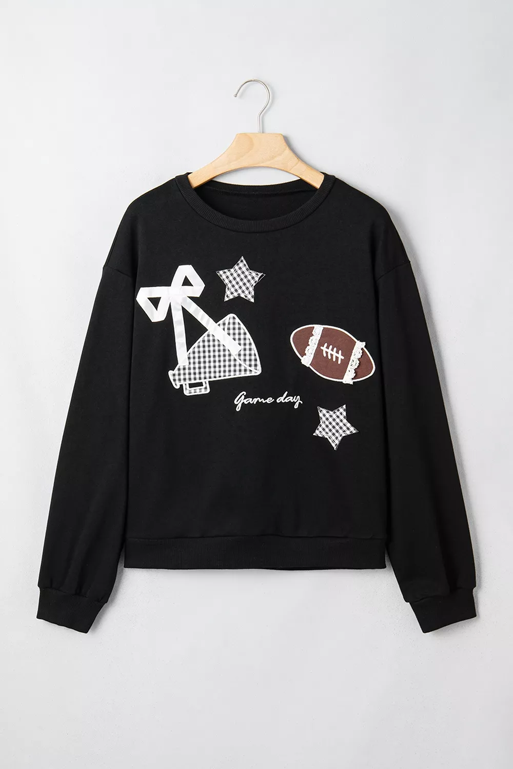 Gingham Patch Embroidered Rugby Game Day Stars Sweatshirt, image 10