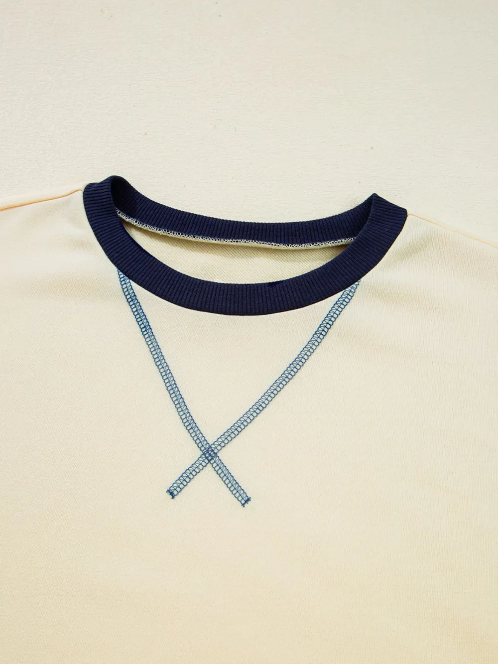 Striped Patchwork Long Sleeve Round Neck Two-in-one Top, image 8