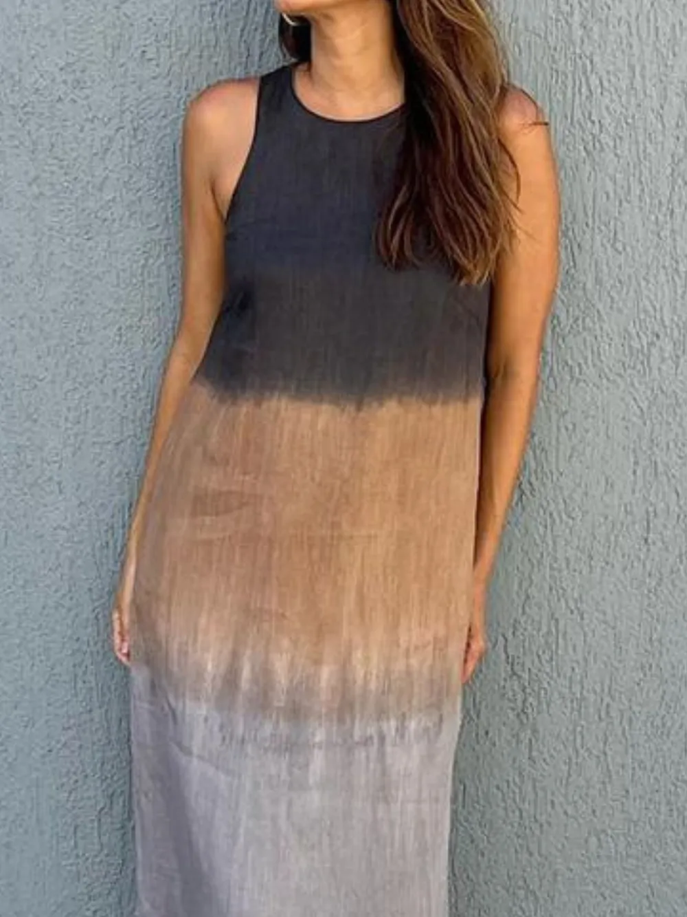 Full Size Sleeveless Gradient Tank Midi Dress Plus Size, image 19