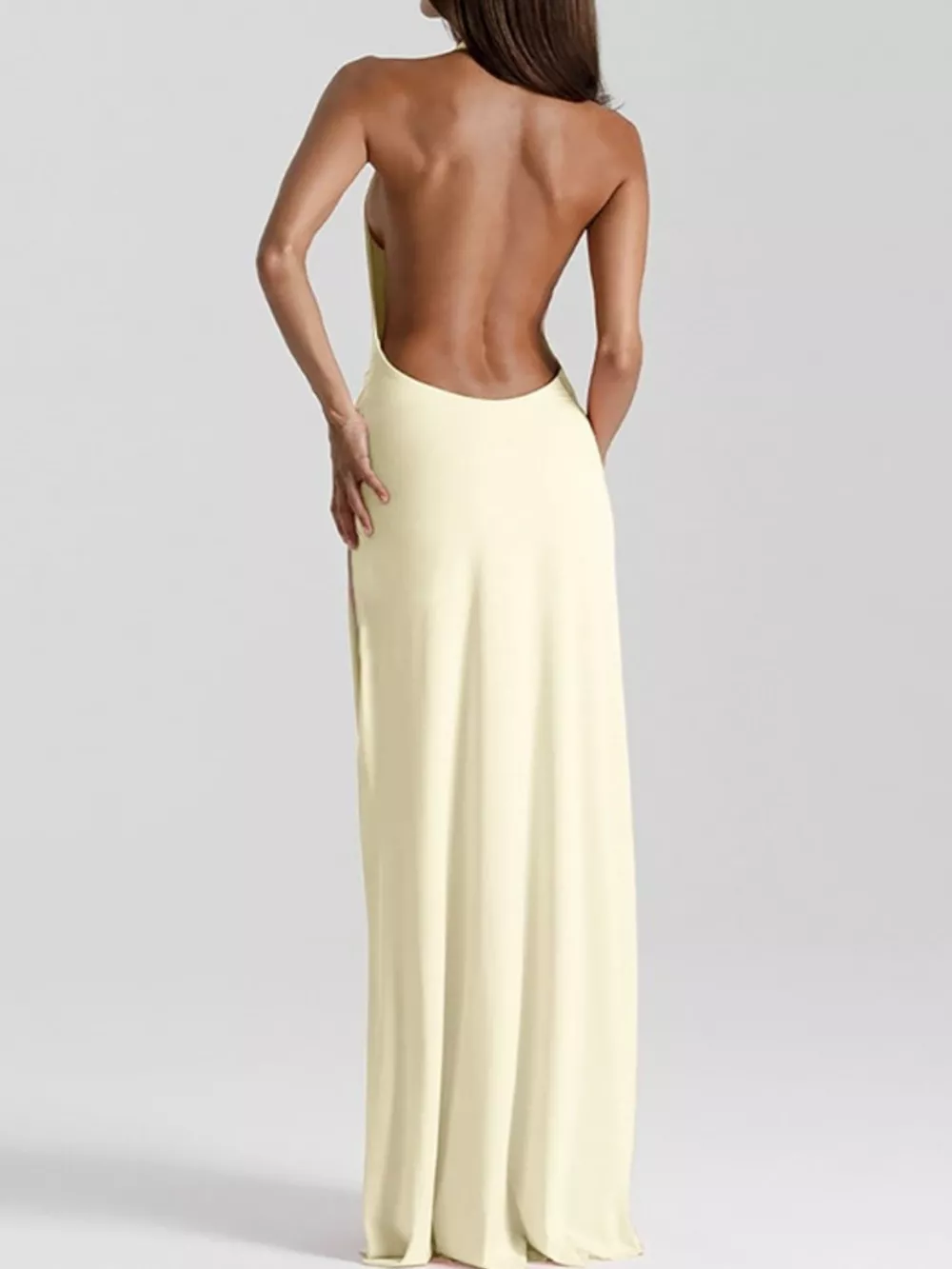 Split Backless Halter Neck Maxi Dress, image 17
