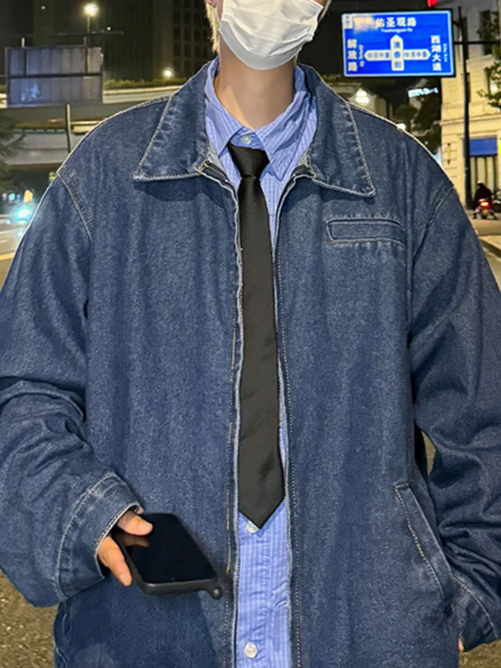 Men's Full Size Zip Up Long Sleeve Denim Jacket Plus Size, image 4