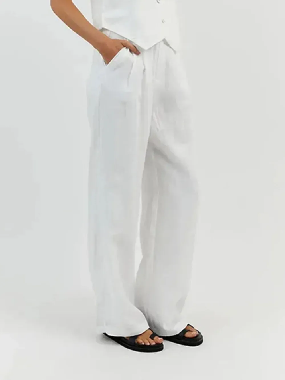Full Size V-Neck Vest and Wide Leg Pants Set Plus Size, image 13
