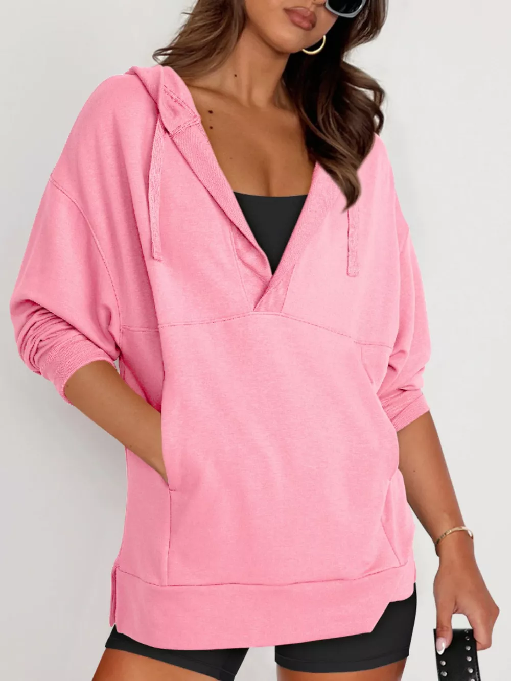 Drawstring Kangaroo Pocket Long Sleeve Hoodie, image 6