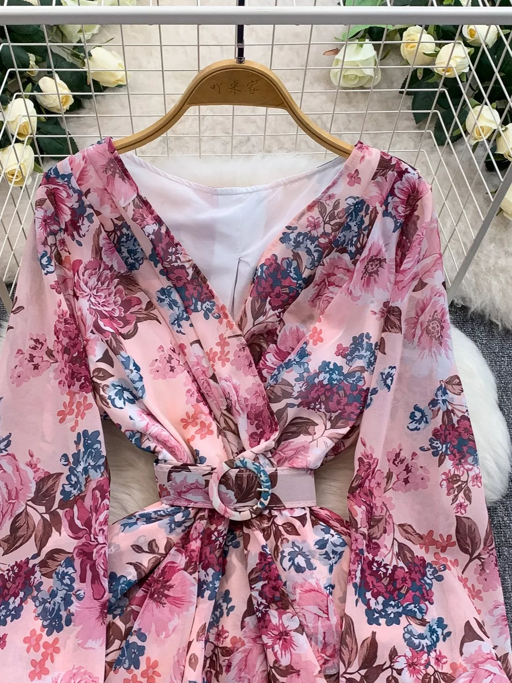 Floral Print Ruffle Hem Mini Dress, image 4