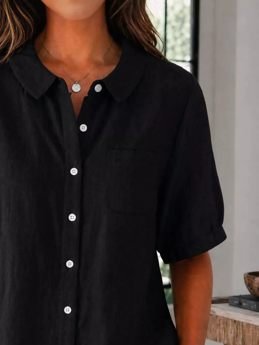 Full Size Button Up Short Sleeve Shirt Plus Size, image 6