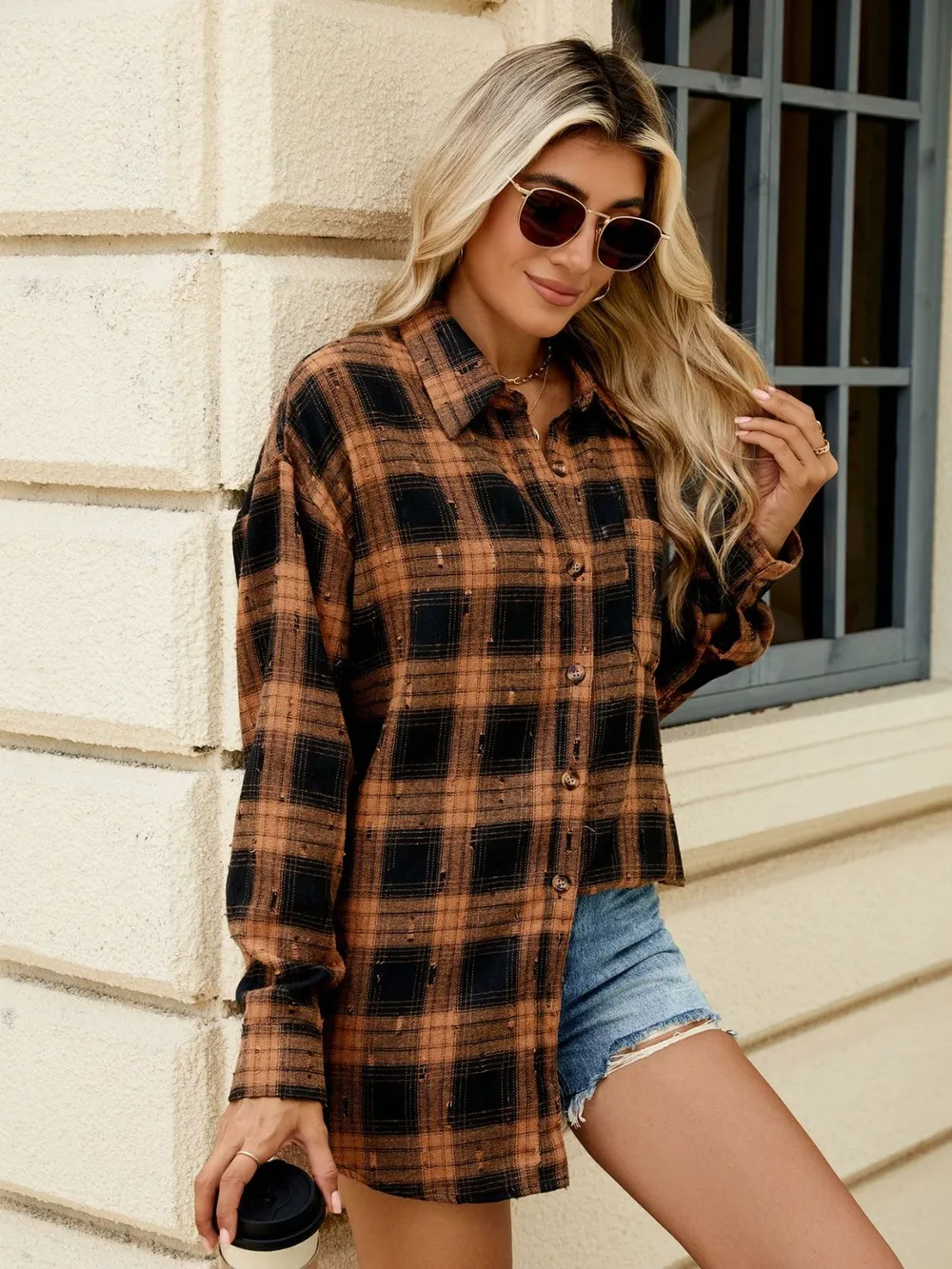 Plaid Button Up Long Sleeve Shirt, image 5